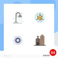 Set of 4 Vector Flat Icons on Grid for water plumbing scale mechanical christian Editable Vector Design Elements