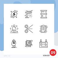 Group of 9 Modern Outlines Set for office marketing biology direction compare Editable Vector Design Elements