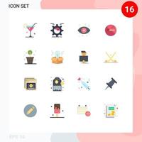 Group of 16 Modern Flat Colors Set for gardening cigarette cog no smoking view Editable Pack of Creative Vector Design Elements