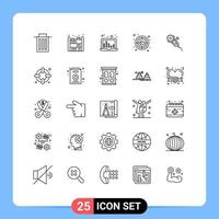 Universal Icon Symbols Group of 25 Modern Lines of tool circular saw sound bars saw heart Editable Vector Design Elements