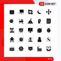 25 User Interface Solid Glyph Pack of modern Signs and Symbols of link natural crop sleep moon Editable Vector Design Elements