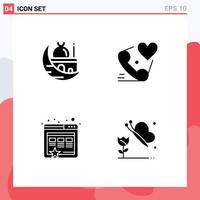 Pack of Modern Solid Glyphs Signs and Symbols for Web Print Media such as crescent valentine mosque call website Editable Vector Design Elements