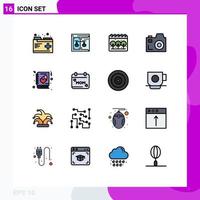 Set of 16 Modern UI Icons Symbols Signs for notebook book law media camera Editable Creative Vector Design Elements