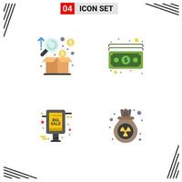 Modern Set of 4 Flat Icons and symbols such as analysis big sale graph dollar sale advertisement Editable Vector Design Elements