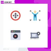 Pictogram Set of 4 Simple Flat Icons of army play soldier man blueprint Editable Vector Design Elements