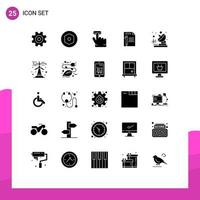 25 Universal Solid Glyphs Set for Web and Mobile Applications telecommunication write finger pencil page Editable Vector Design Elements