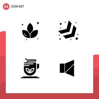 Set of 4 Modern UI Icons Symbols Signs for lotus wellness arrow cup off Editable Vector Design Elements