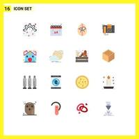 Group of 16 Flat Colors Signs and Symbols for real estate birthday contact office Editable Pack of Creative Vector Design Elements