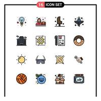 Universal Icon Symbols Group of 16 Modern Flat Color Filled Lines of building filter dessert conversion summer Editable Creative Vector Design Elements