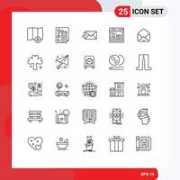 Modern Set of 25 Lines and symbols such as open message email code web Editable Vector Design Elements