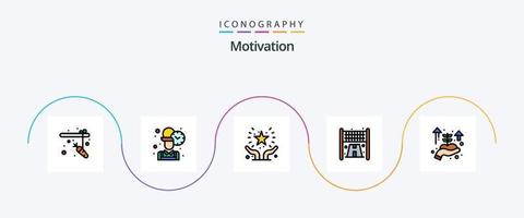 Motivation Line Filled Flat 5 Icon Pack Including hand. business startup. favorite. sport. finish vector