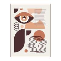 cartel boho geométrico bauhaus. formas abstractas y ojo. vector