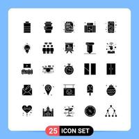 Universal Icon Symbols Group of 25 Modern Solid Glyphs of phone gadget data application travel Editable Vector Design Elements