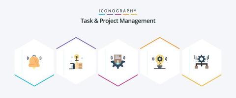 Task And Project Management 25 Flat icon pack including management. configuration. user. setting. idea vector