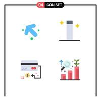 Set of 4 Commercial Flat Icons pack for arrow finance magic business research Editable Vector Design Elements