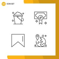 4 Creative Icons Modern Signs and Symbols of bucket flag home medical location Editable Vector Design Elements