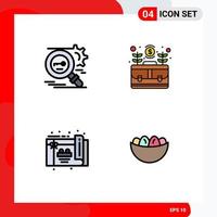 Pictogram Set of 4 Simple Filledline Flat Colors of key grow secure business party Editable Vector Design Elements