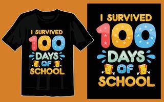 Impresión de diseño de camiseta de 100 días de escuela. vector