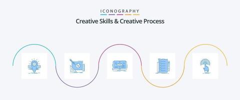 Creative Skills And Creative Process Blue 5 Icon Pack Including checklist. growth. creative. view. book vector