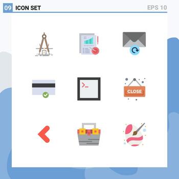 Set of 9 Modern UI Icons Symbols Signs for terminal code design payment finance Editable Vector Design Elements