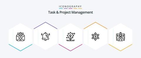 Task And Project Management 25 Line icon pack including computer . arrow. money . vector