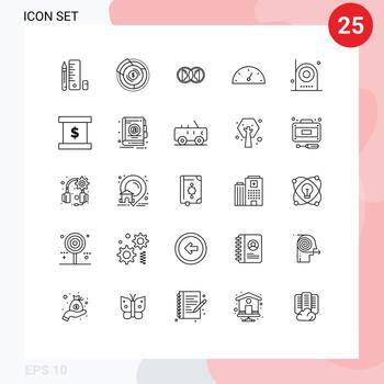 Pictogram Set of 25 Simple Lines of camera gauge graph dashboard duplicate Editable Vector Design Elements