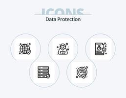 Data Protection Line Icon Pack 5 Icon Design. mail. verified. privacy. security. globe vector