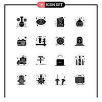 Modern Set of 16 Solid Glyphs Pictograph of camera perfume view bottle invitation Editable Vector Design Elements