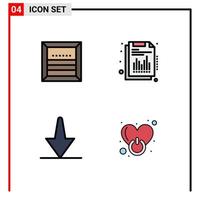 Set of 4 Modern UI Icons Symbols Signs for box arrow e financial down Editable Vector Design Elements