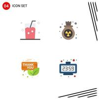 Modern Set of 4 Flat Icons and symbols such as drink email juice pollution newsletter Editable Vector Design Elements