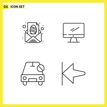Modern Set of 4 Filledline Flat Colors and symbols such as easter pc message monitor disabled Editable Vector Design Elements