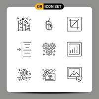 Modern Set of 9 Outlines and symbols such as text indent online tool interface Editable Vector Design Elements