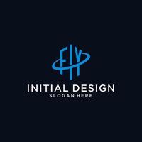 FY initial monogram logo with hexagonal shape and swoosh design vector