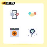 Pictogram Set of 4 Simple Flat Icons of mobile app map handshake new Editable Vector Design Elements