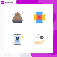Set of 4 Vector Flat Icons on Grid for birthday medical decoration photo phone Editable Vector Design Elements
