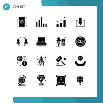 editable vector línea paquete de dieciséis sencillo sólido glifos de usuario reemplazar posición empleado descargar editable vector diseño elementos
