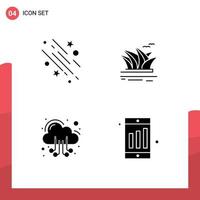 Group of 4 Modern Solid Glyphs Set for star sydney space culture hosting Editable Vector Design Elements