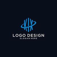 KX initial monogram logo with hexagonal shape and swoosh design vector