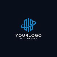 OB initial monogram logo with hexagonal shape and swoosh design vector