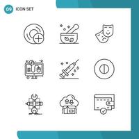 9 Creative Icons Modern Signs and Symbols of medical online payment soup per click Editable Vector Design Elements