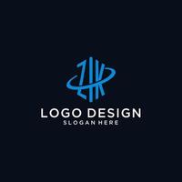 ZK initial monogram logo with hexagonal shape and swoosh design vector