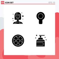 Group of 4 Solid Glyphs Signs and Symbols for business achievement executive cool football Editable Vector Design Elements