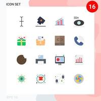 16 Universal Flat Colors Set for Web and Mobile Applications heart love analysis gift device Editable Pack of Creative Vector Design Elements
