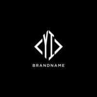 YI initial monogram with rhombus shape logo design vector