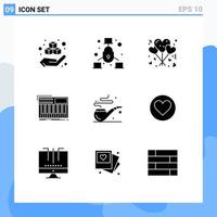 User Interface Pack of 9 Basic Solid Glyphs of pipe synthesiser balloons midi synth Editable Vector Design Elements