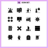 16 Thematic Vector Solid Glyphs and Editable Symbols of science portfolio science education aspiration new science concepts goal Editable Vector Design Elements