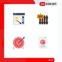 Set of 4 Vector Flat Icons on Grid for design house web realty business Editable Vector Design Elements