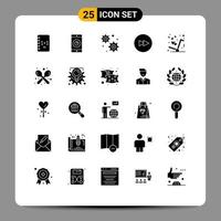 Modern Set of 25 Solid Glyphs Pictograph of coffee like gear setting get next Editable Vector Design Elements