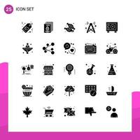 25 Universal Solid Glyphs Set for Web and Mobile Applications wifi internet secure signal sweets Editable Vector Design Elements