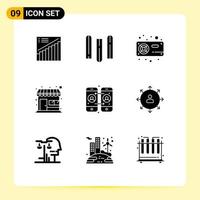 Pictogram Set of 9 Simple Solid Glyphs of call forwarding shop computer market store vga Editable Vector Design Elements